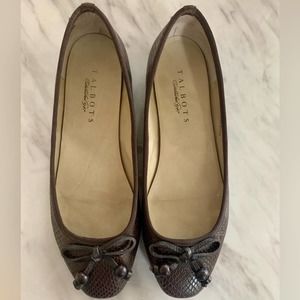 Talbots Brown Embossed Snakeskin Leather Ballet Flat